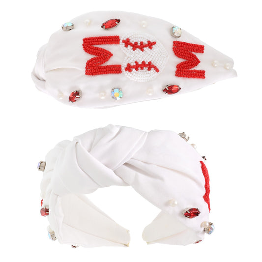 Sports Mom Beaded Knot Headband