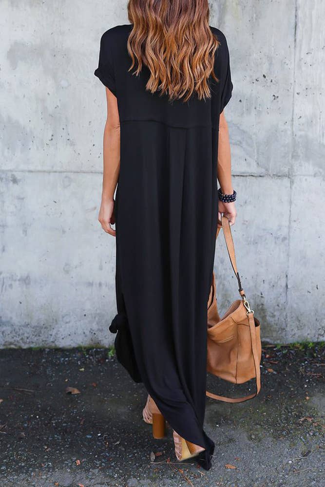 Split Black Maxi Dress