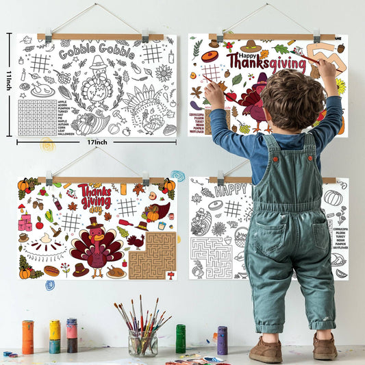 Thanksgiving Coloring Tablecloth Set