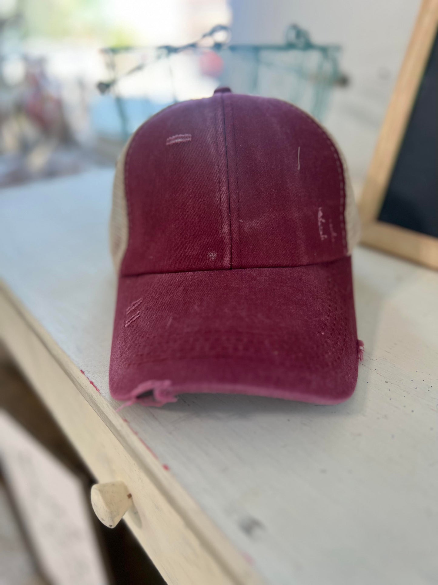 Ponytail Criss Cross Back Baseball Trucker Hat Cap