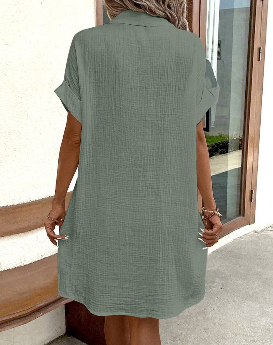 Button olive dress