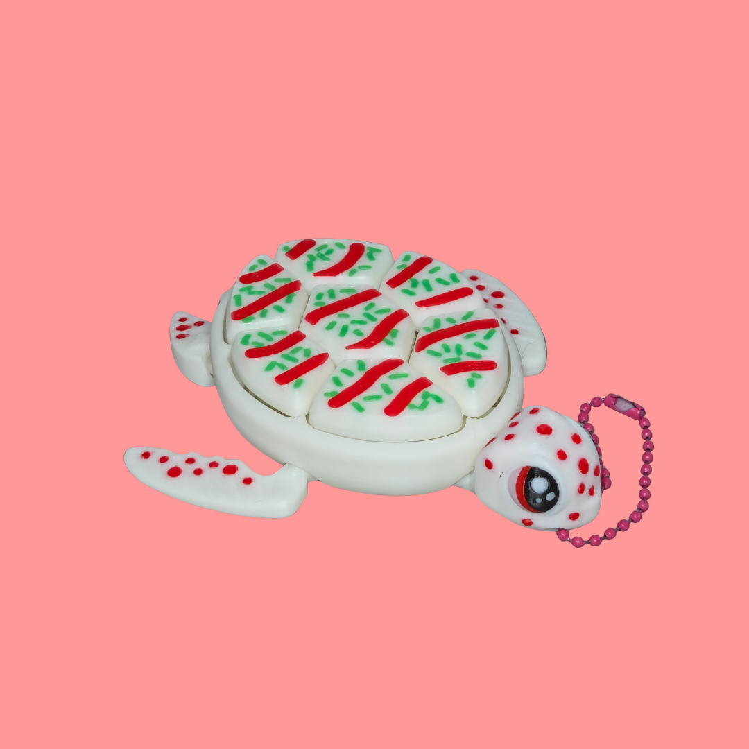 Christmas Tree Cake Turtle Clicker Keychain – 7 Clicks of Holiday Cheer
