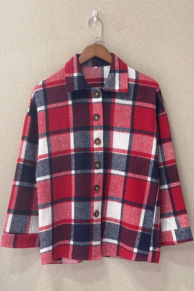 Navy and Red Plaid Shacket