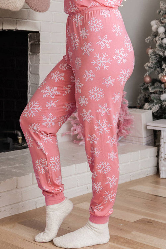 Snowflake Print Two Piece Loungewear