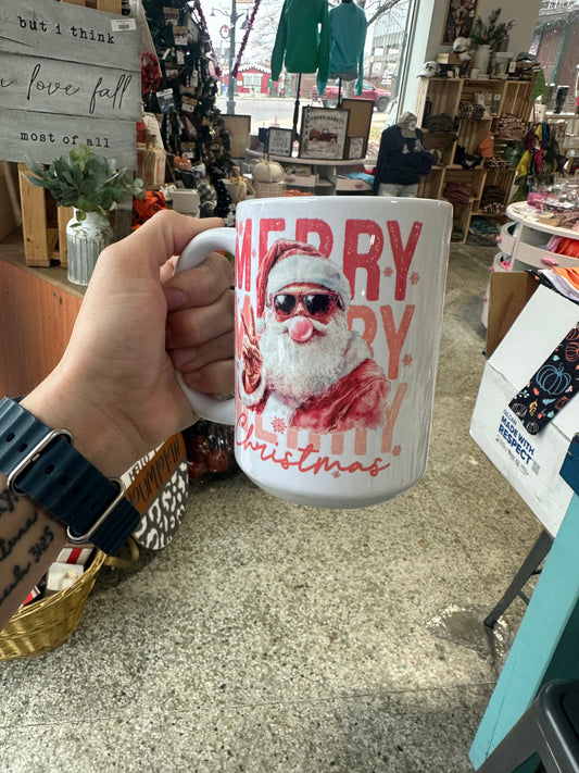 Pink Santa coffee mug
