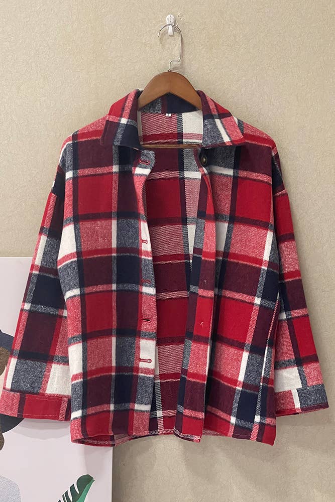 Navy and Red Plaid Shacket