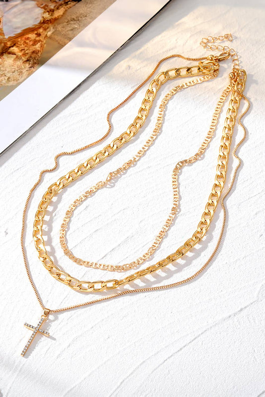Golden Grace Layered Cross Necklace ✨
