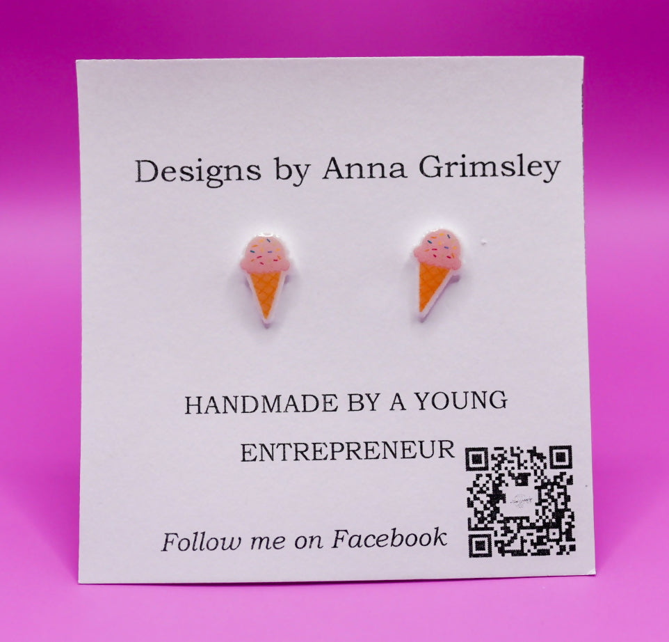 Adorable Ice Cream Cone Earrings