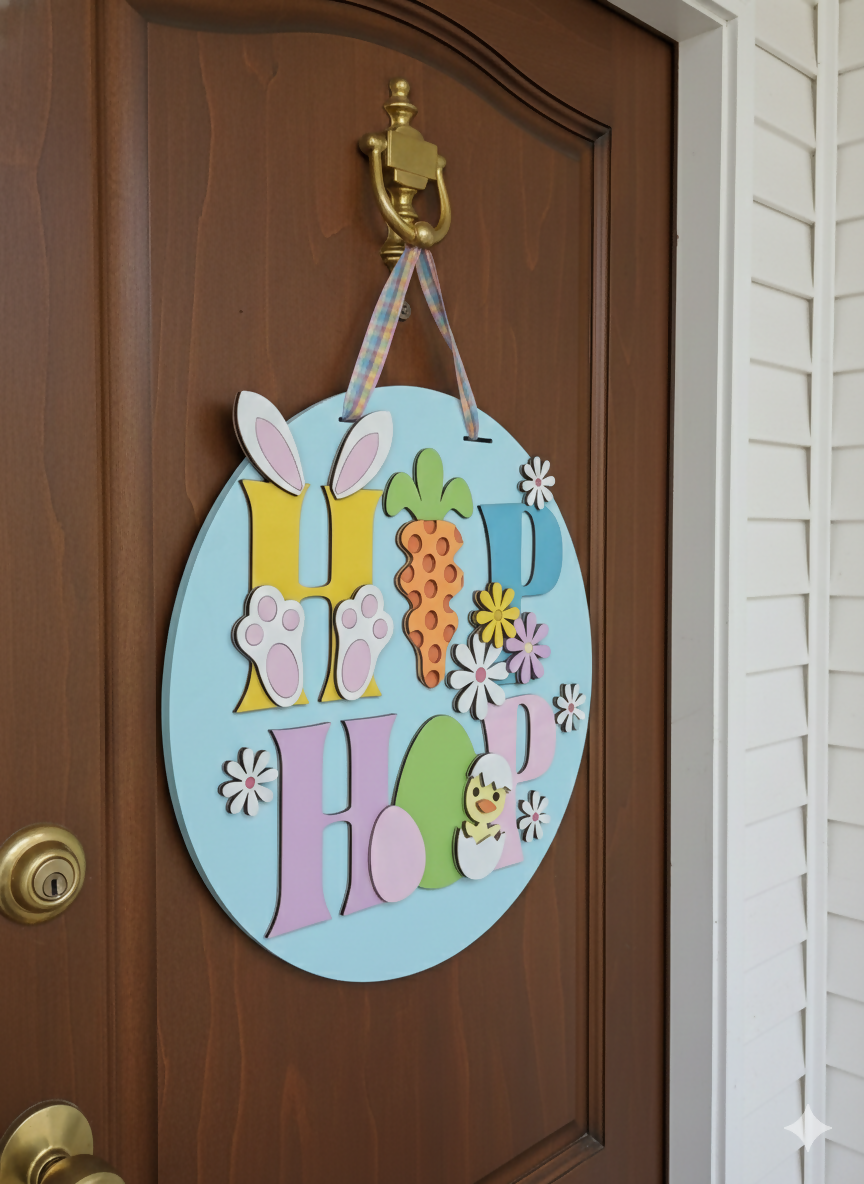 Hip Hop Easter – 3D Layered Door Hanger