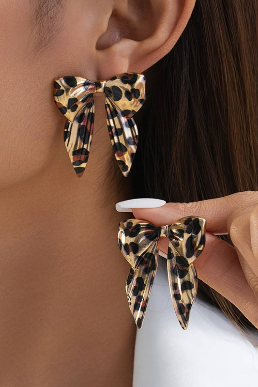 Fierce Leopard Bow Earrings