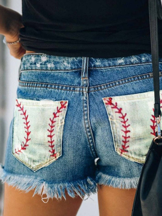 Baseball Pocket Distressed Shorts