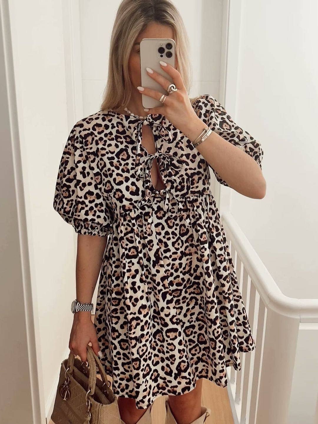 Cheetah Bow Tie Front Dress