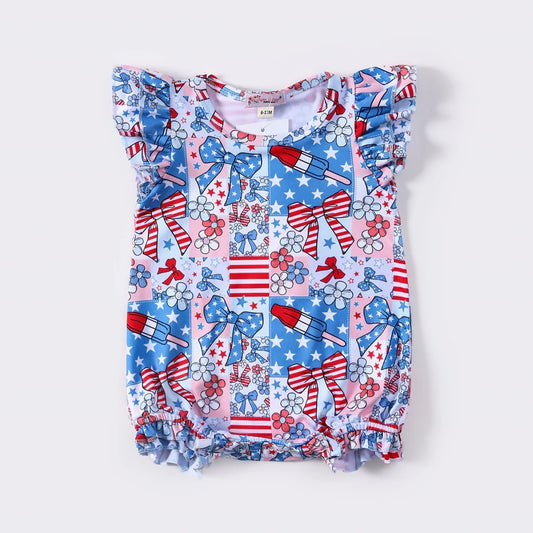 USA Patriotic Patchwork Ruffle Romper