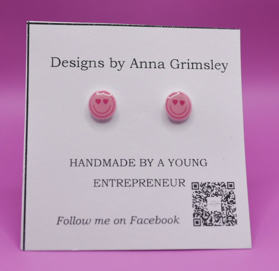 Pink Smiley Earrings