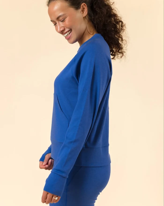 Mono B: Classic Fit Fleece Sweatshirt- Deep Indigo Color