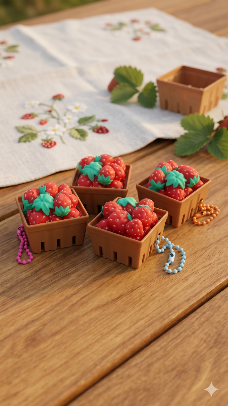 Strawberry Basket – Pressable Fidget Keychain