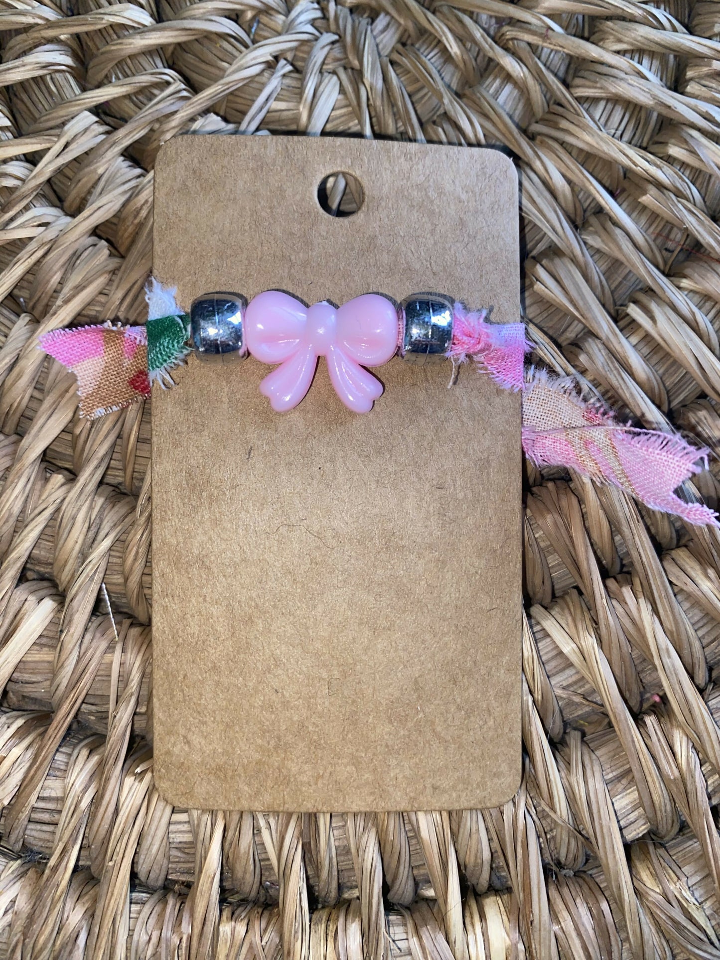 Pink and Silver Beads snowman bracelet