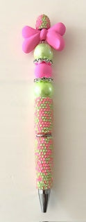 Pastel Pink Bow Beaded Pen
