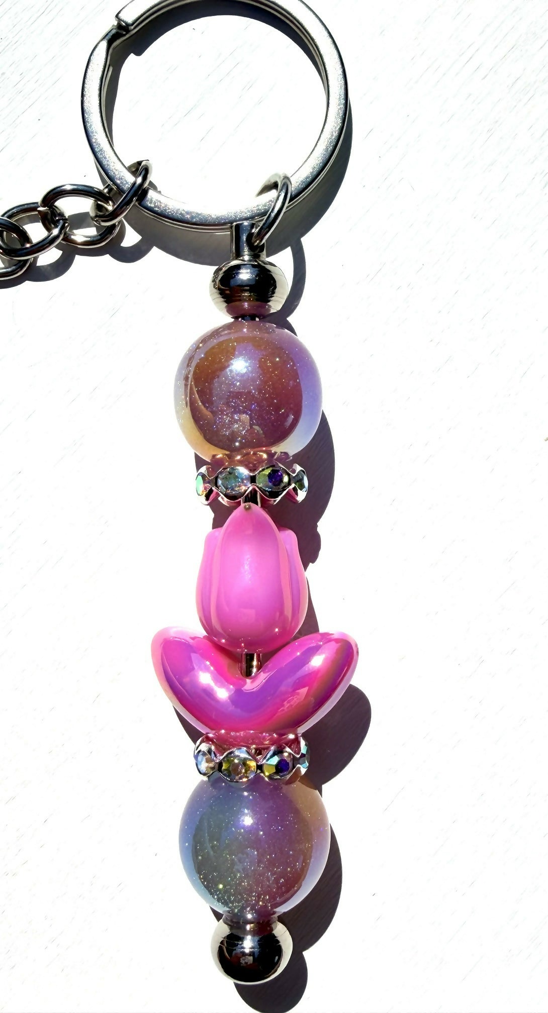 Pink Tulip Keychain