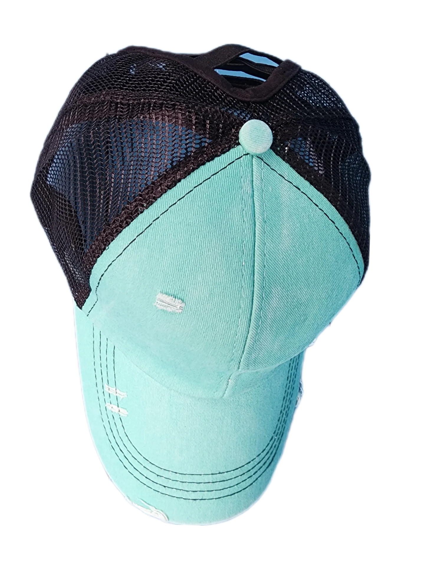 Ponytail Criss Cross Back Baseball Trucker Hat Cap