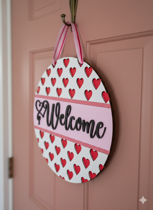 Welcome Hearts – 3D Layered Door Hanger