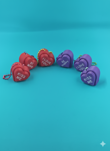 Conversation Heart Clicker Keychain – 3D Printed Candy Fidget
