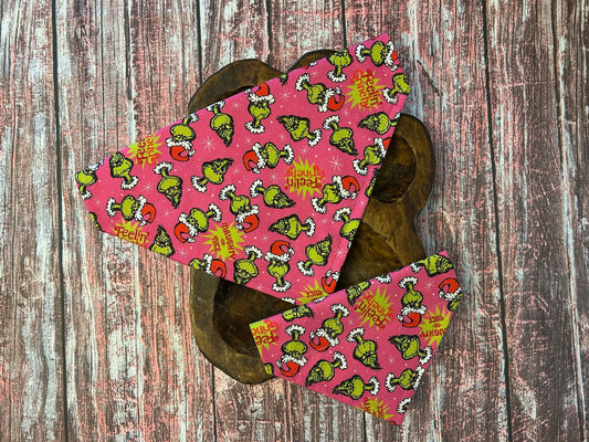 Over the collar bandana Green Guy pink