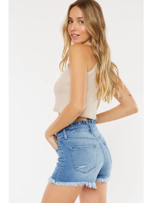 medium wash KanCan ruffle waist back