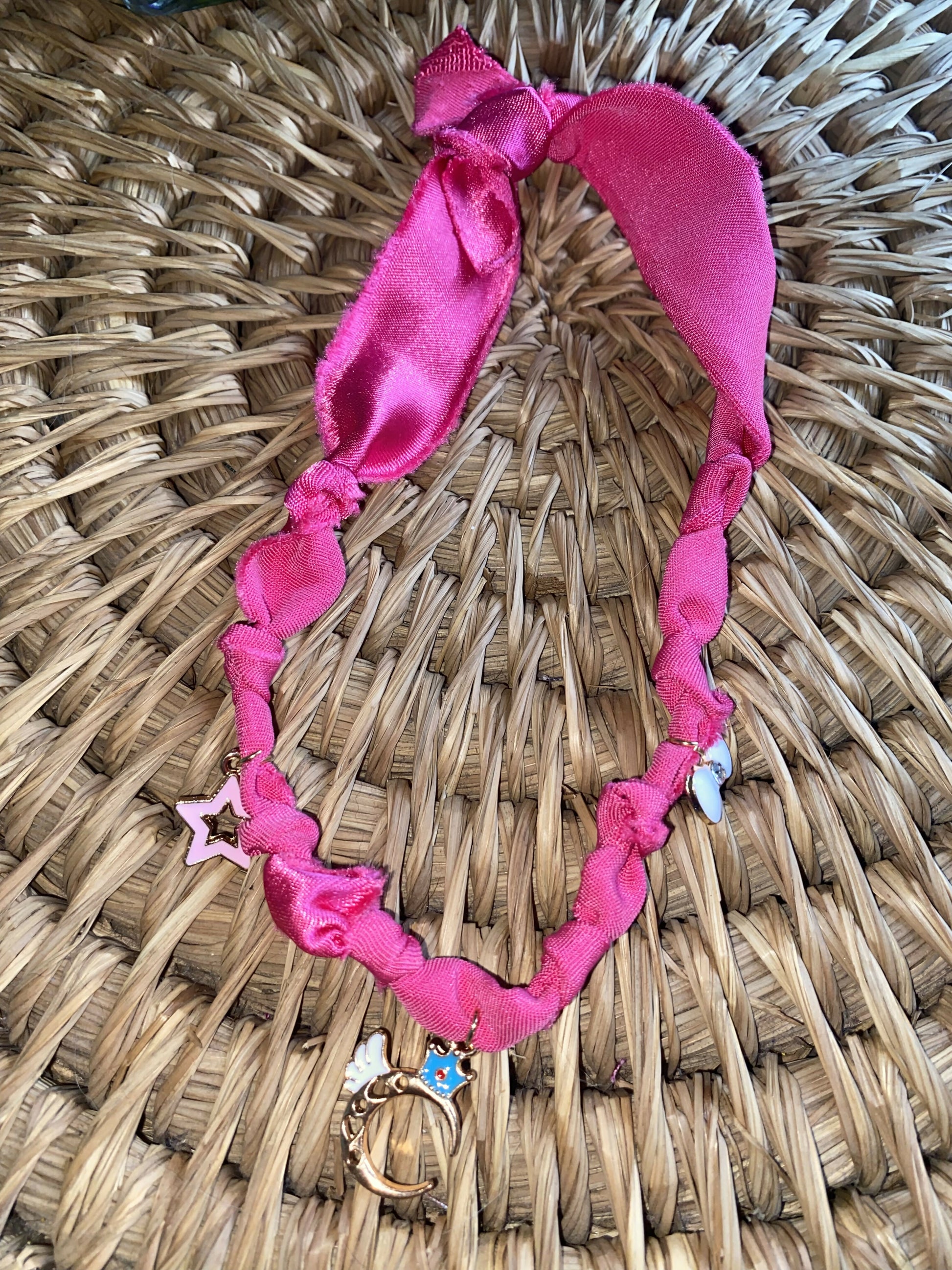 Hot Pink multi charm necklace