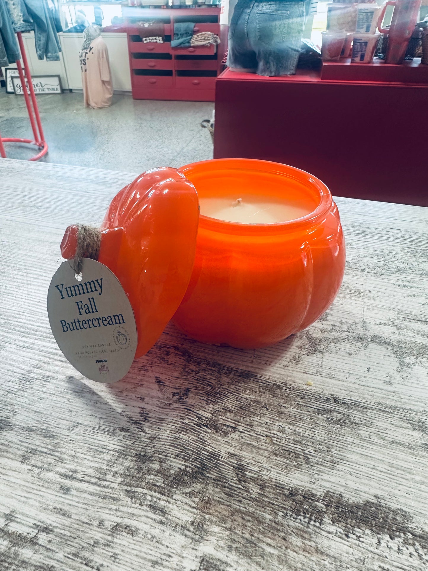 Yummy fall buttercream candle