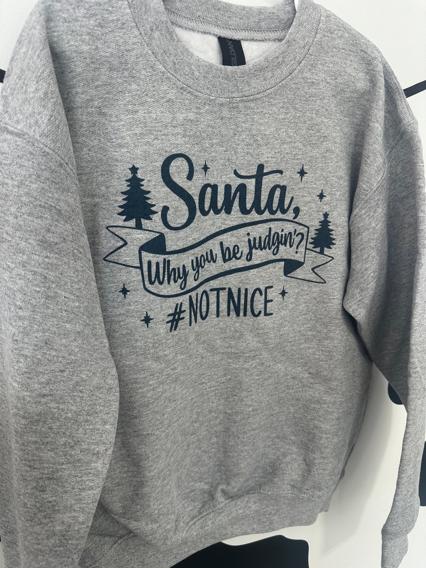 Santa is judging kids crew neck