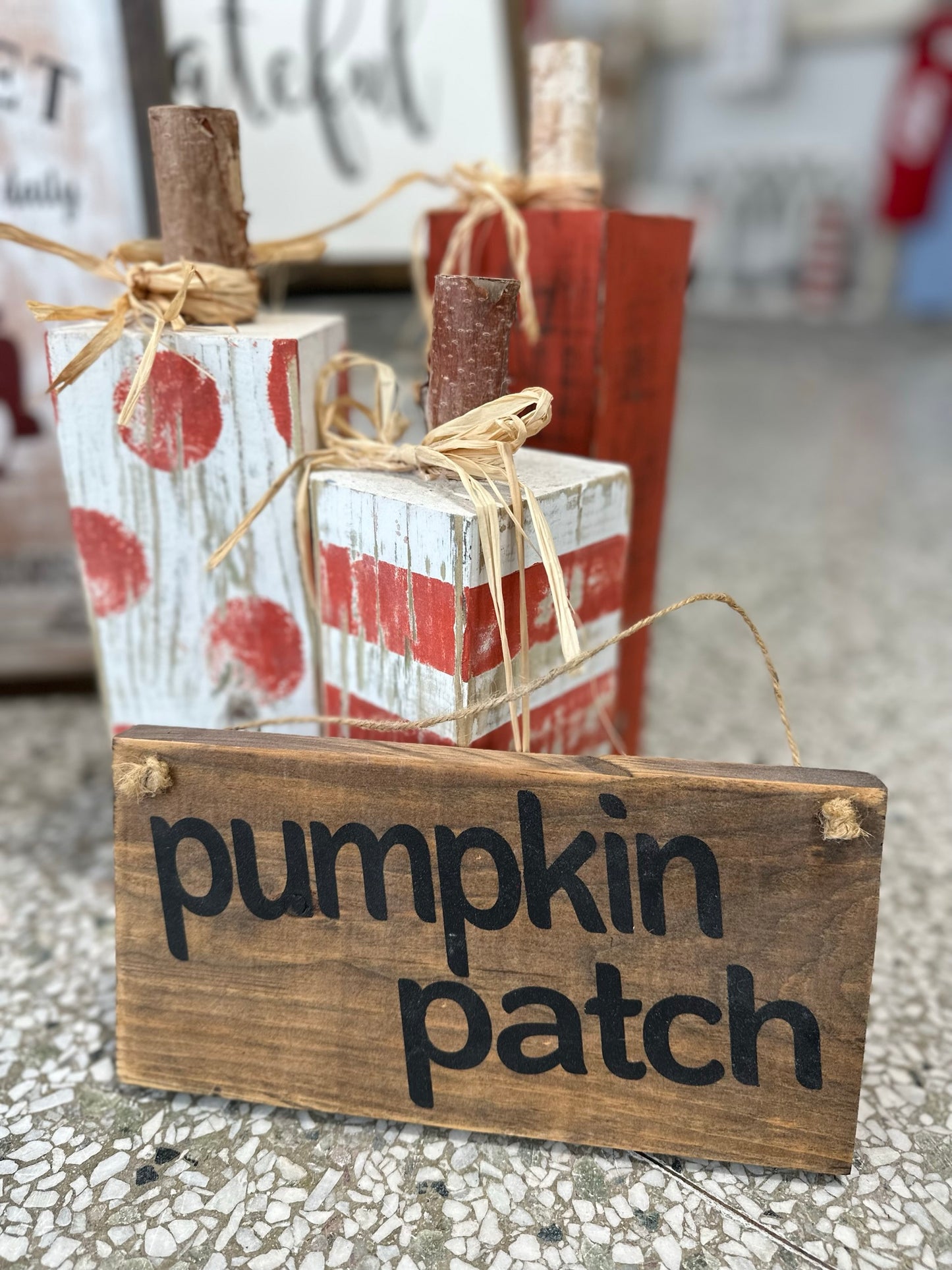 Wooden Pumpkin Set