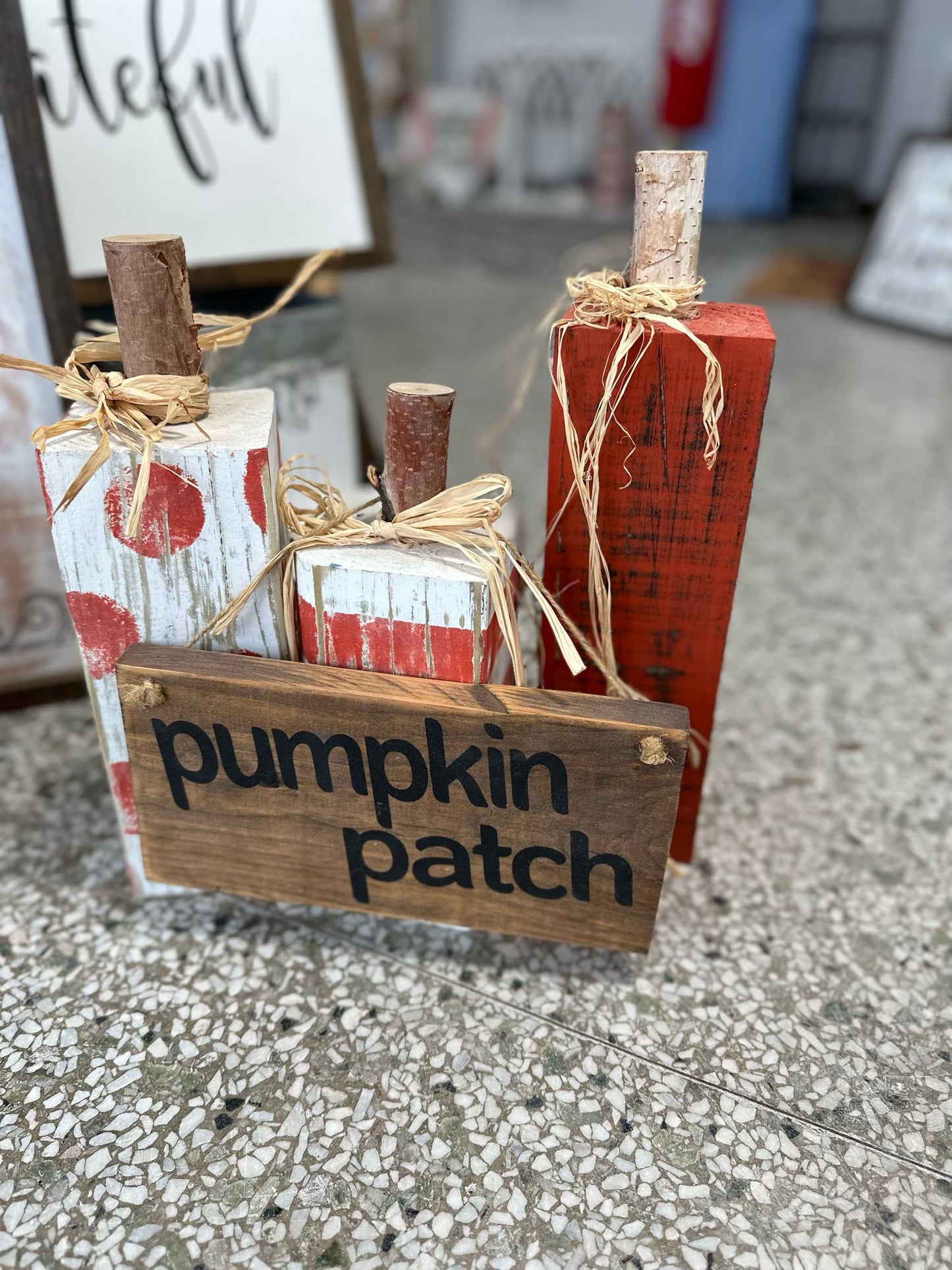 Wooden Pumpkin Set