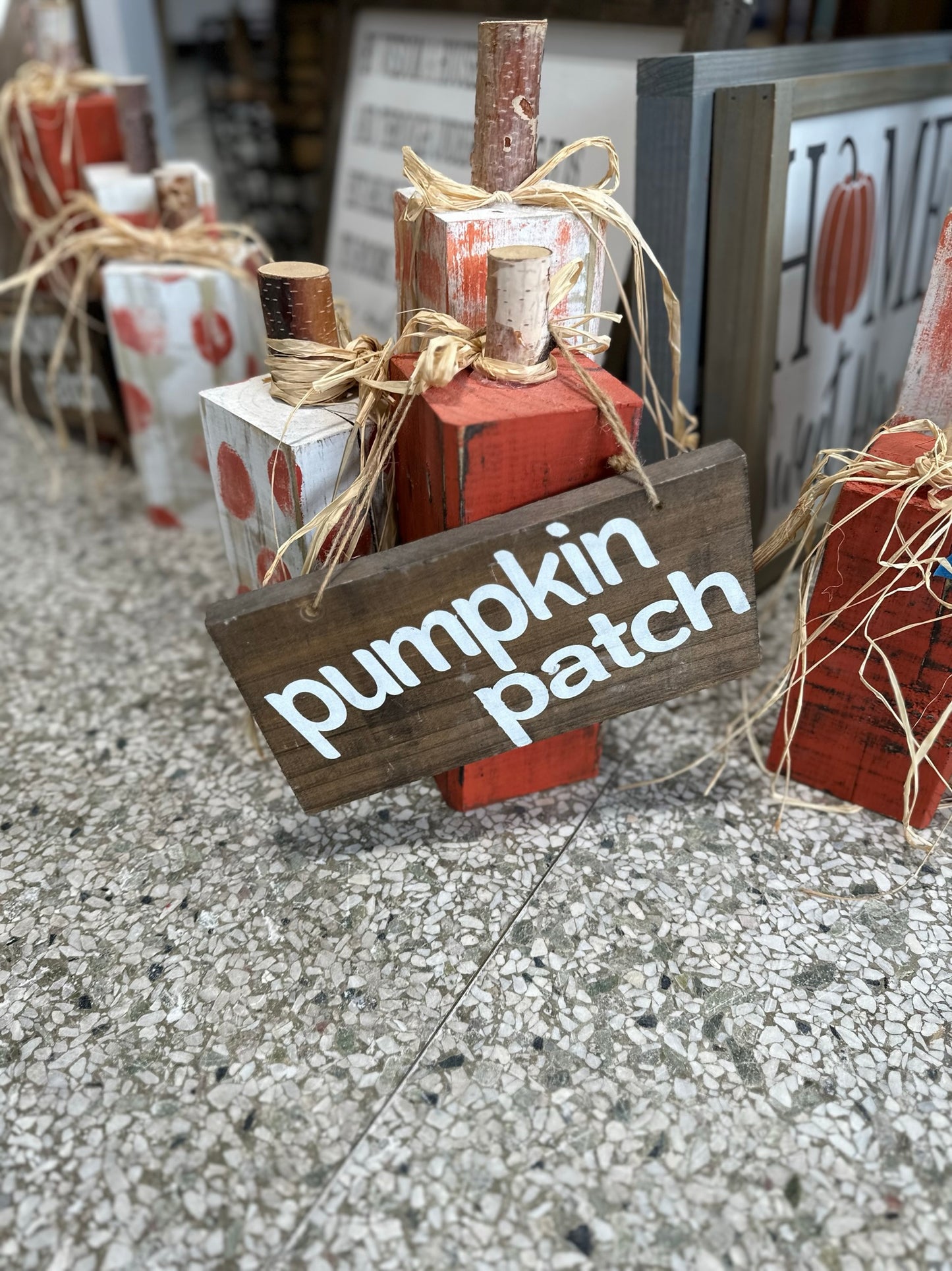 Wooden Pumpkin Set