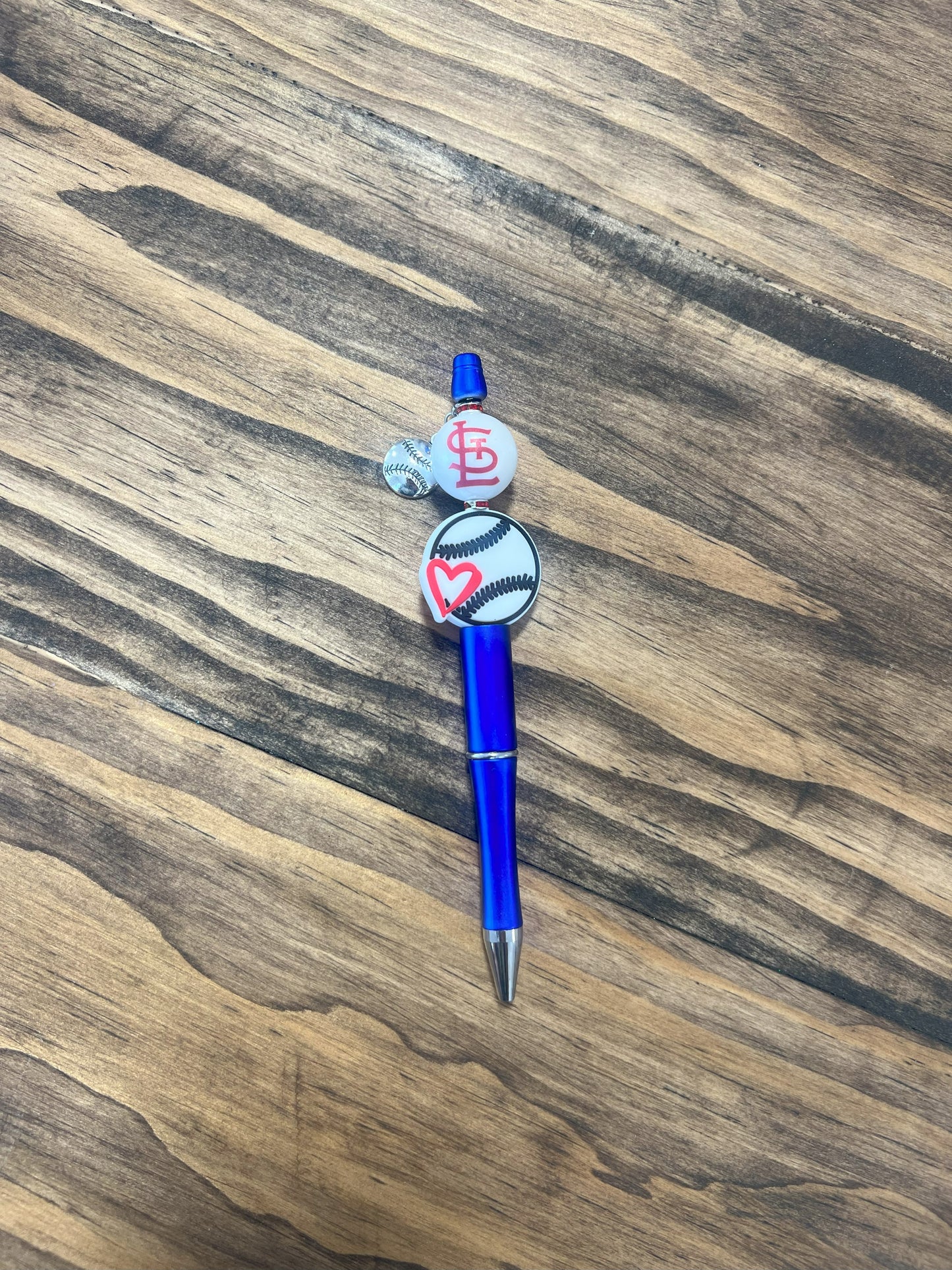 Baseball Theme Beaded Pen w/ charm