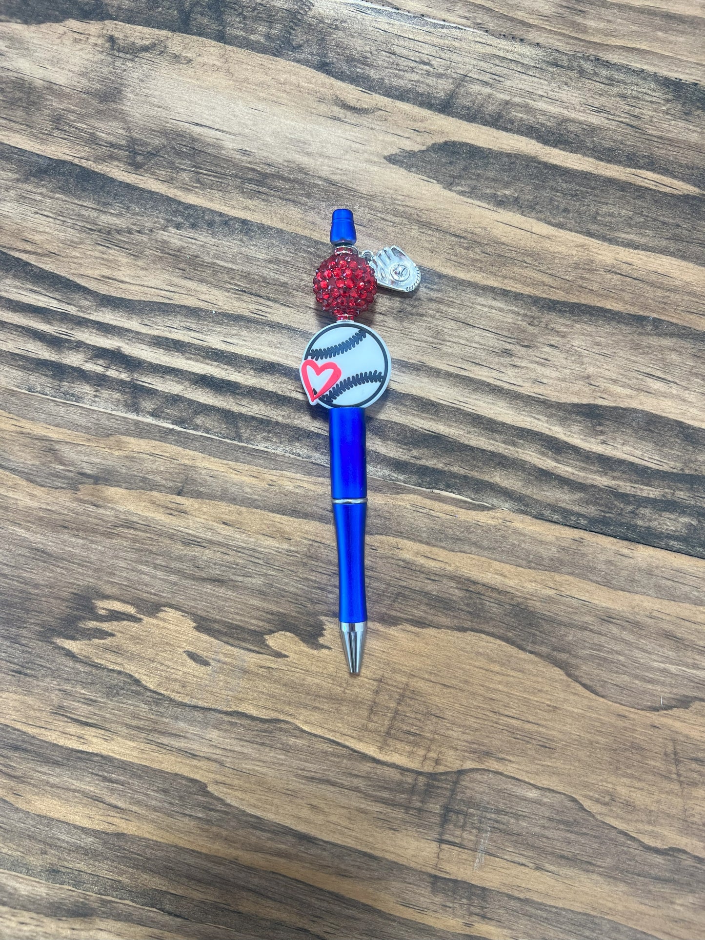 Baseball Theme Beaded Pen w/ charm