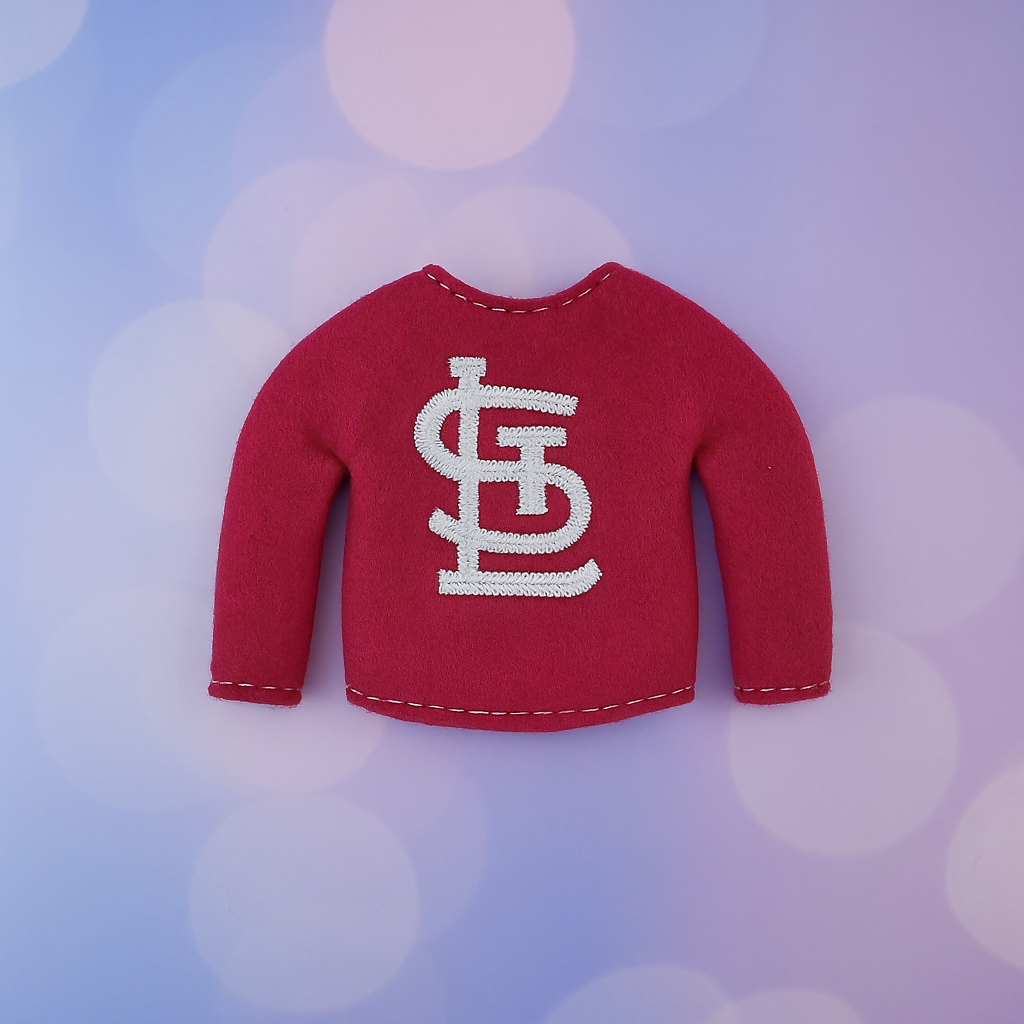 Cardinal Elf Sweater – Embroidered Red Fleece Outfit for Mini Elves