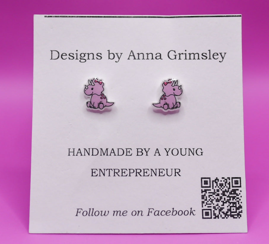 Adorable Purple Dino Earrings
