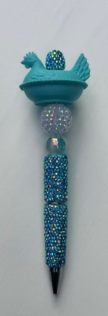 **Hen on Nest Turquoise Pen