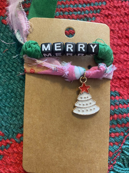 Merry with White Christmas Tree charm