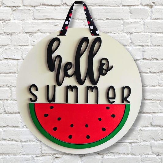 Watermelon "Hello Summer" Door Hanger