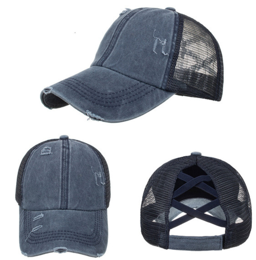 Ponytail Criss Cross Back Baseball Trucker Hat Cap