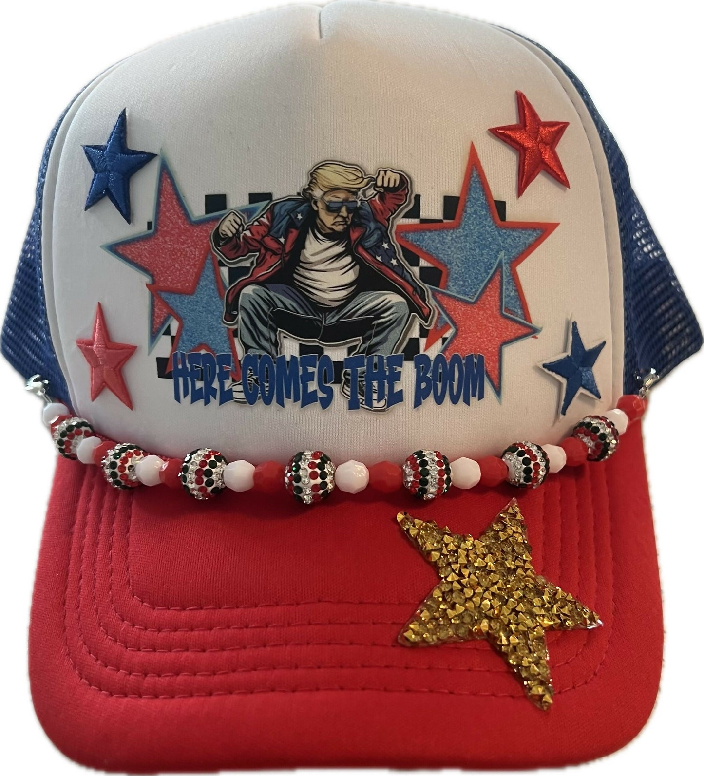 Trump Here Comes the Boom trucker hat.
