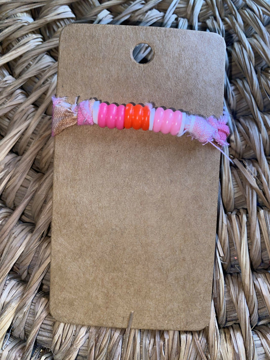 Pink and Read beads snowman bracelet