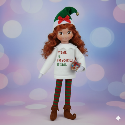 Hi. I’m Your Elf, It’s Me Elf Sweater and Accessorizing Headband – Embroidered Holiday Elf Outfit