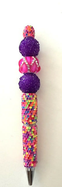 Neon Purple & Pink Beaded Pen