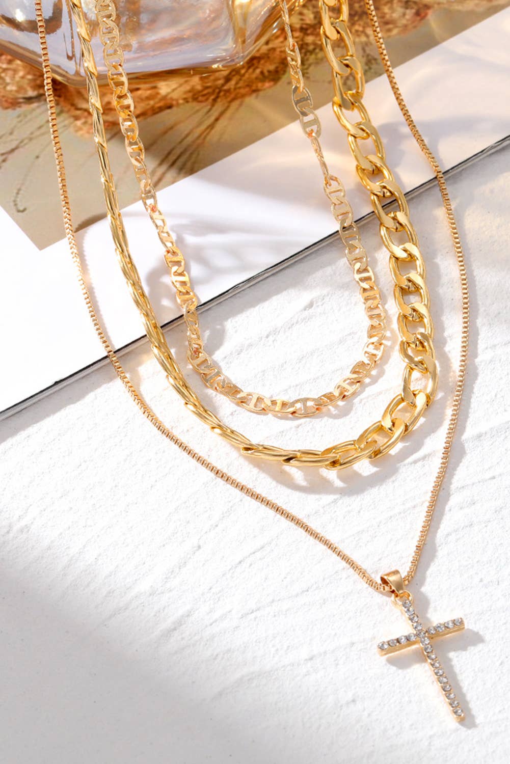 Golden Grace Layered Cross Necklace ✨