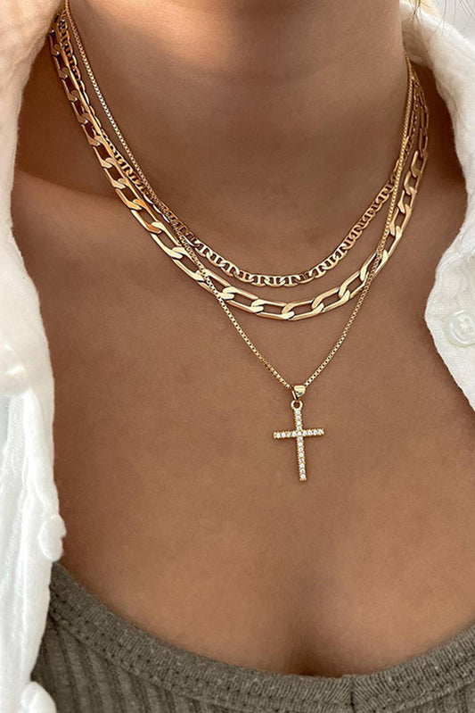 Golden Grace Layered Cross Necklace ✨