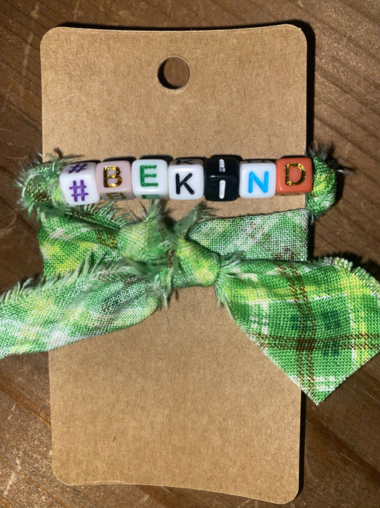 Green Plaid wrap with Be Kind (kid)