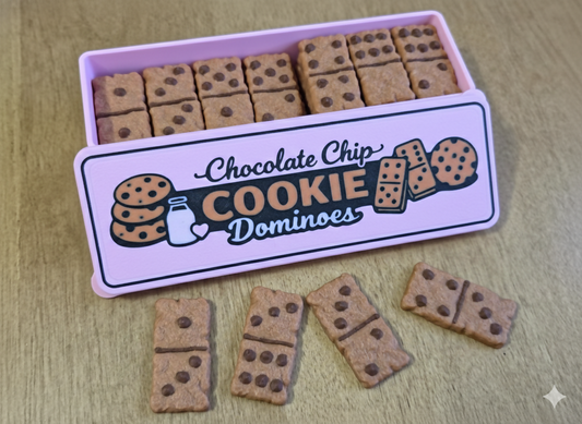 3D Printed Chocolate Chip Cookie Dominoes - Unique Gift for Gamers and Bakers